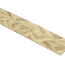 Lame de sol effet bois avec motif géométrique, stratifié ou vinyle pour l'intérieur.