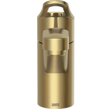 Einhebel-Waschtischarmatur von Lenz aus gebürstetem Metall mit Lenz Logo.