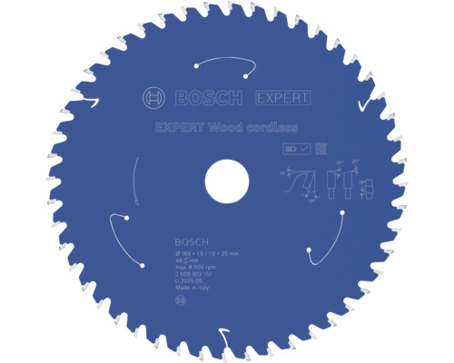 Bosch Expert Wood Akku Kreissägeblatt 165 Millimeter mit 48 Zähnen für Holz