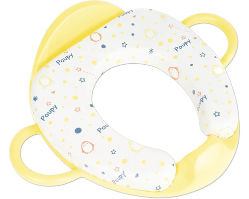 Toilettentrainer für Kinder mit gepolsterter Sitzfläche, Haltegriffen und Pinguin-Motiv.