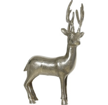 Figurine décorative cerf aspect métallique avec bois, debout