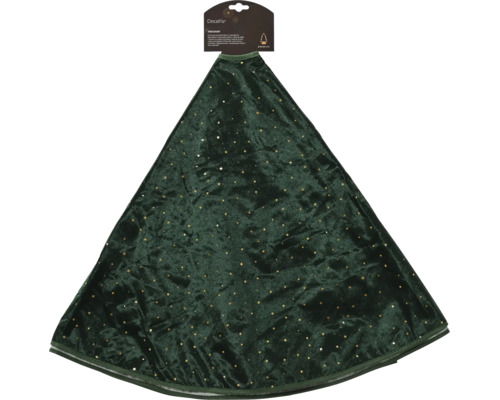 Christbaumdecke aus Samt mit kleinen goldenen Sternen, dunkelgrün