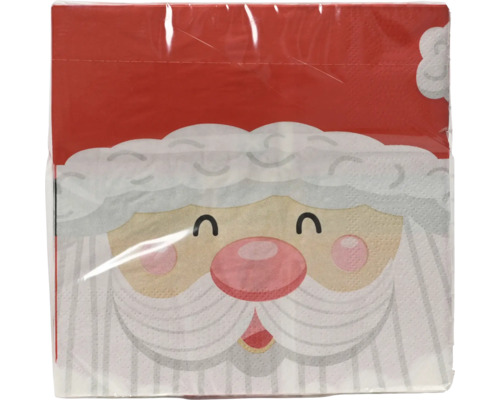 Weihnachtsservietten aus Papier mit Weihnachtsmann-Motiv in einer Packung