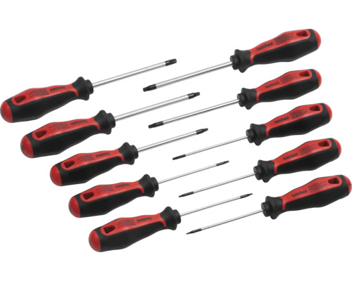 Jeu de 10 tournevis Torx Pattfield avec poignées ergonomiques.