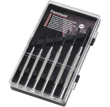 Jeu de 6 tournevis d horloger Pattfield dans un coffret en plastique transparent.
