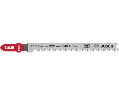 Lame de scie sauteuse Bosch T102H PRO pour plastique PVC et PMMA, coupe nette, emmanchement en T
