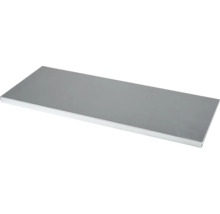 Rechteckiger Fachboden aus verzinktem Stahl für Metallregalsysteme.