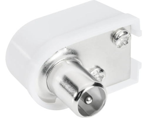 Fiche antenne en plastique avec raccordement metallique et deux bornes a vis pour cables coaxiaux