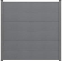 Clôture brise-vue en WPC avec lames horizontales et poteaux assortis en anthracite.