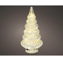 Sapin de Noël LED lumineux en verre texturé avec lumière blanc chaud.