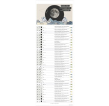 Mondkalender Januar mit täglichen astrologischen Informationen, Mondphasen und Tipps für Haus und Garten sowie Illustration mit Mond und Bergen.