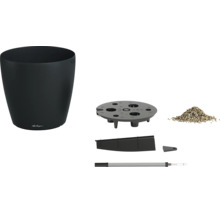 Set tout-en-un jardinière Lechuza avec système d'arrosage, plateau de séparation, indicateur de niveau d'eau et substrat.