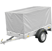 Remorque de voiture avec bâche haute et armature.