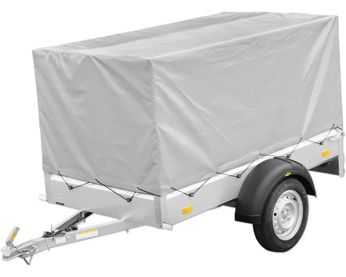 Remorque de voiture avec bâche haute et armature.