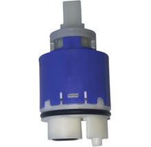 Keramikkartusche für Armaturen aus Kunststoff in Blau und Weiß.