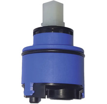 Blaue Ersatzkartusche aus Kunststoff für Armaturen.