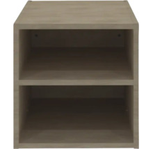 Rechteckiges Regalmodul in Holzoptik mit zwei Fächern.