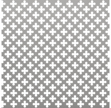 Tôle décorative en aluminium avec perforation en forme de trèfle.