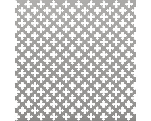 Tôle décorative en aluminium avec perforation en forme de trèfle.