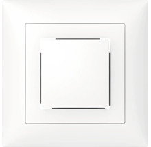 Quadratischer Lichtschalter mit Rahmen und Wippe in Weiss.