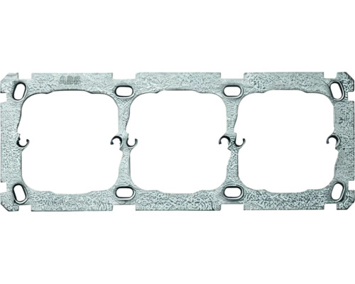 Dreifacher Tragring aus verzinktem Metall für Unterputz-Installationen.