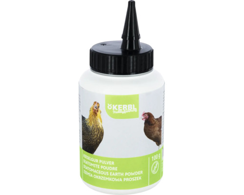 Poudre de diatomée Kerbl Hobbyfarming 100 grammes, terre de diatomée pour poules en flacon doseur.