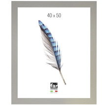 Bilderrahmen aus Holz, 40 mal 50 Zentimeter, mit Feder-Illustration und Frame Appeal Logo.