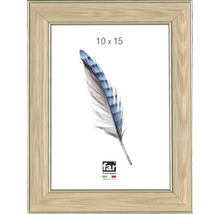 Bilderrahmen in Eichenoptik mit silberner Innenkante für Bilder im Format 10 mal 15 Zentimeter, far Frame Appeal Logo.