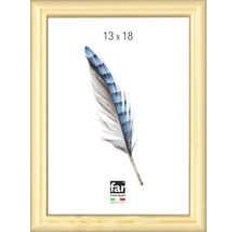 Bilderrahmen aus Holz, Größe 13 mal 18 Zentimeter, naturfarbenes Profil.