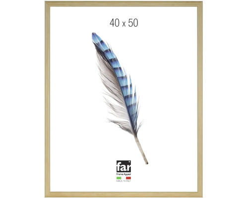 Bilderrahmen aus Holz in Eicheoptik, Format 40 mal 50 Zentimeter, far Frame Appeal Logo, hergestellt in Italien.