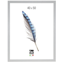 Bilderrahmen 40 mal 50 Zentimeter in silberner Holzoptik, hergestellt in Italien