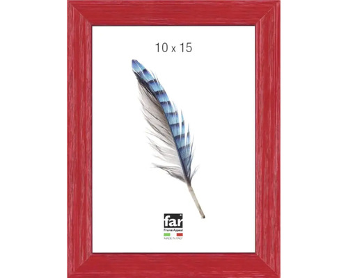 Cadre photo en bois rouge, format 10 sur 15 centimètres.