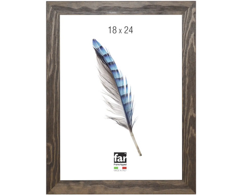 Bilderrahmen aus Holz mit Maserung, 18 mal 24 Zentimeter, far Frame Appeal Logo.
