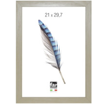Bilderrahmen in Holzoptik für das Format 21 mal 29,7 Zentimeter, DIN A4, Far Frame Appeal Logo.