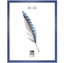 Bilderrahmen mit Holzstruktur, 40 mal 50 Zentimeter, blau, hergestellt in Italien, Far Frame Appeal Logo.