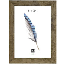 Bilderrahmen aus Holz mit rustikaler Oberfläche, Format 21 mal 29,7 Zentimeter.