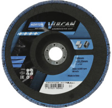Disque à lamelles Norton Vulcan Aggressive Cut, 180 millimètres x 22,23 millimètres, grain 80 pour métal.