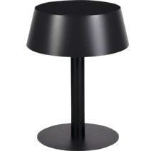 Moderne schwarze Tischleuchte aus Metall mit rundem Standfuss und kegelförmigem Schirm.