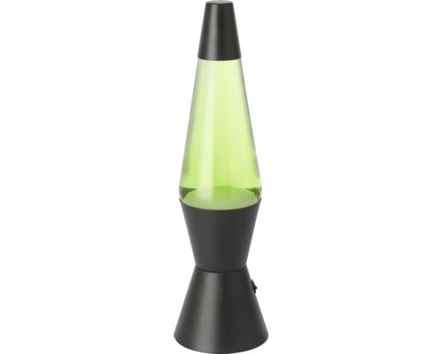 Lampe à lave en forme de fusée avec boîtier noir et liquide vert