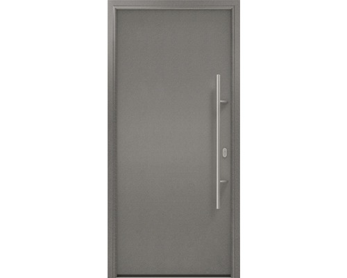 Porte d'entrée EcoStar ISOPRO IP 010 1100 x 2100 mm droite CH703 anthracite metallic avec ensemble de ferrures, poignée barre en acier inoxydable, cylindre profilé de sécurité avec 5 clés