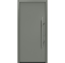 Porte d''entrée grise avec poignée en acier inoxydable