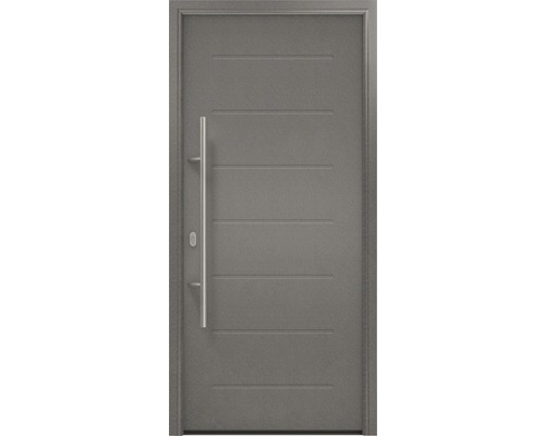 Porte d'entrée EcoStar ISOPRO IP 015 1100 x 2100 mm gauche CH703 anthracite metallic avec ensemble de ferrures, poignée barre en acier inoxydable, cylindre profilé de sécurité avec 5 clés