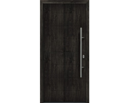 Haustür EcoStar ISOPRO IP 015 1100 x 2100 mm Rechts night oak inkl. Beschlag-Set,Edelstahl Stangengriff,Sicherheitsprofilzylinder mit 5 Schlüsseln