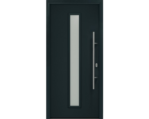 Porte d'entrée EcoStar ISOPRO IP 020 S 1100 x 2100 mm droite RAL 7016 gris anthracite avec ensemble de ferrures, poignée barre en acier inoxydable, cylindre profilé de sécurité avec 5 clés