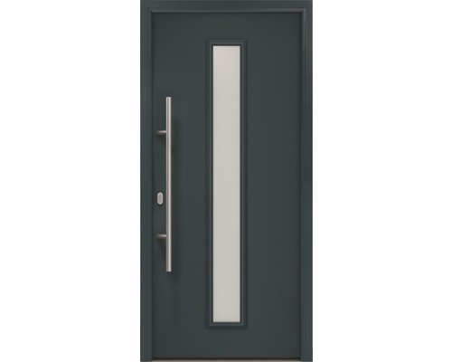 Porte d'entrée EcoStar ISOPRO IP 020 S 1100 x 2100 mm gauche RAL 7016 gris anthracite avec ensemble de ferrures, poignée barre en acier inoxydable, cylindre profilé de sécurité avec 5 clés