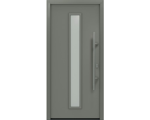 Haustür EcoStar ISOPRO IP 020 S 1100 x 2100 mm Rechts RAL 9007 graualuminium matt inkl. Beschlag-Set,Edelstahl Stangengriff,Sicherheitsprofilzylinder mit 5 Schlüsseln