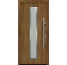 Holztür mit Glasausschnitt und Edelstahlgriff