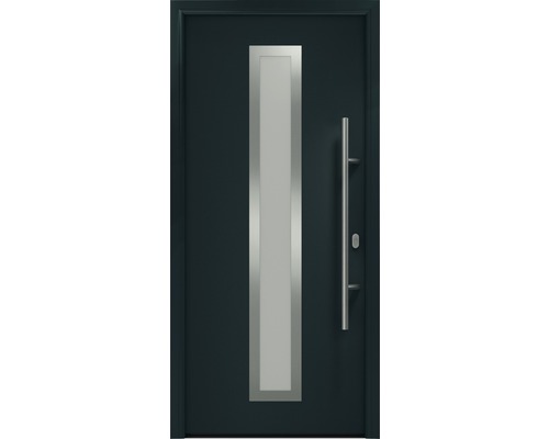 Porte d'entrée EcoStar ISOPRO IP 700S 1100 x 2100 mm droite RAL 7016 gris anthracite avec ensemble de ferrures, poignée barre en acier inoxydable, cylindre profilé de sécurité avec 5 clés