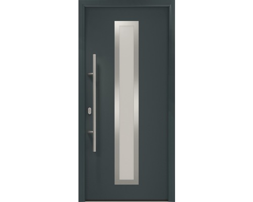 Porte d'entrée EcoStar ISOPRO IP 700S 1100 x 2100 mm gauche RAL 7016 gris anthracite avec ensemble de ferrures, poignée barre en acier inoxydable, cylindre profilé de sécurité avec 5 clés