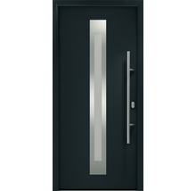 Porte d''entrée moderne avec poignée en acier inoxydable et insert en verre